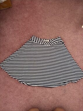 Striped A-Line Skirt - Navy Blue & White size Xs